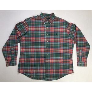 Polo Ralph Lauren Plaid Shirt Men XXL Green Orange Multicolor Pony Long Sleeve
